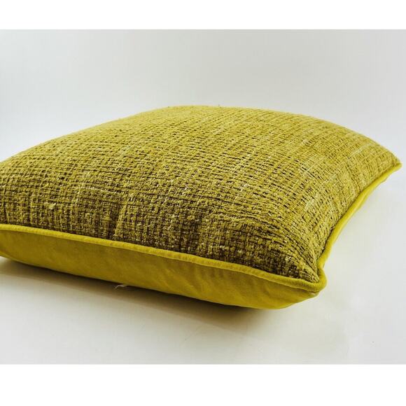 Rodeo Home Throw Pillow Yellow Gold Mustard Chenille Texture Down Feather Filled - Picture 10 of 13